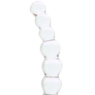 5 Inch Curved Glass Beaded Dildo