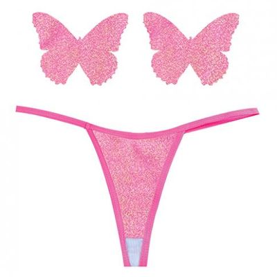 Neva Nude Naughty Knix Bella Rosa Shimmer G-string &#038; Pasties &#8211; Soft Pink O/s