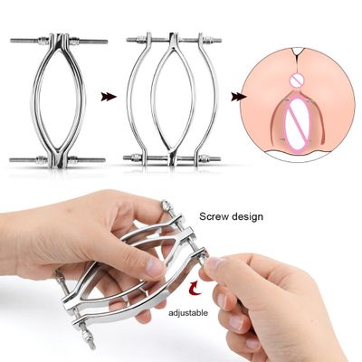 Metal Labia Clips ANNGEOK Clitoris Clamps Stainless Steel Vagina Speculum with Bullet Vibrator BDSM Sex Toys Adult Erotic Games
