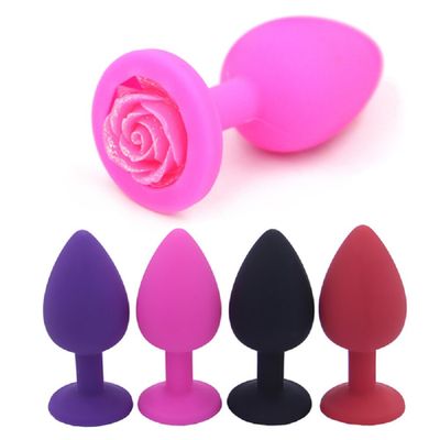 Soft Silicone Anal Plug with Flower Rose Butt Plug Anal Sex Toys for Men Women Gay Masturbation Prostate Massager Adult Sex Toys