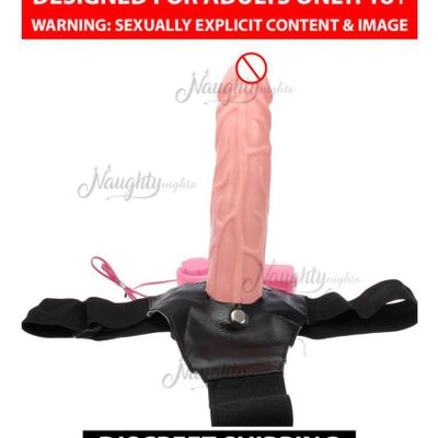Hollow strap on dildo with vibrator