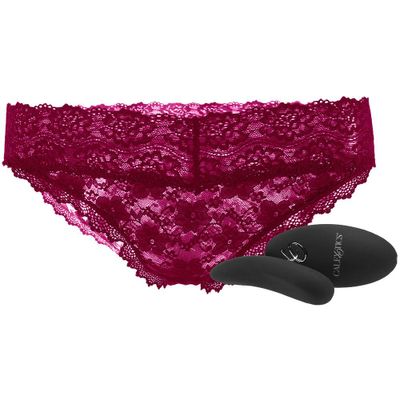Remote Control Burgundy Lace Panty & Vibe Set - S/M