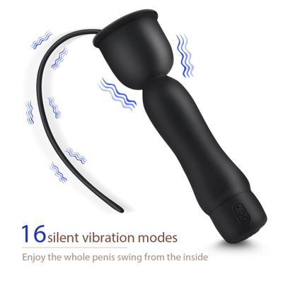 YOTEFUN Silicone Urethral Sound Vibrating 16 Speed Urethral Dilator 360° Stimulation wrap Around Vibration уретра Sex Toy Shop