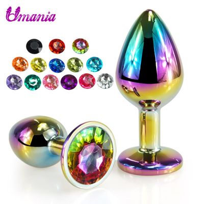 Metal Anal Plug Sex Toys Stainless Smooth Steel Butt Plug Tail Crystal Jewelry Trainer for Women/man Anal Dildo for Couple Adult