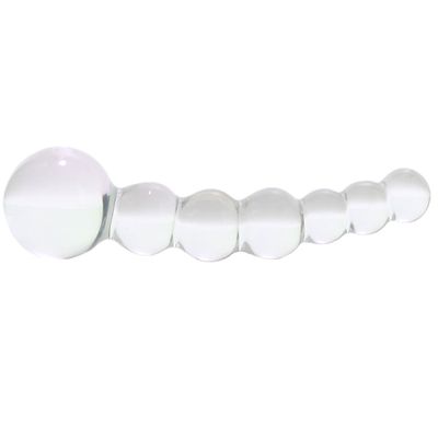 5 Inch Curved Glass Beaded Dildo