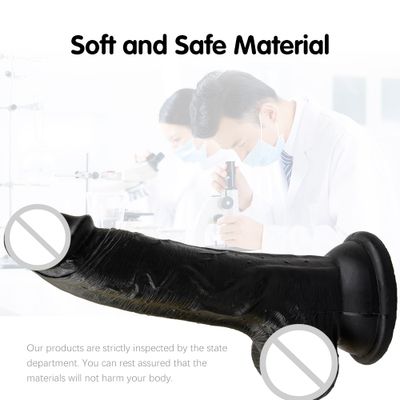 Liquid Silicone Black Dildo with Powerful Suction Cup Female Masturbator Real Skin Feeling Simulation Penis Sex Toy for Woman