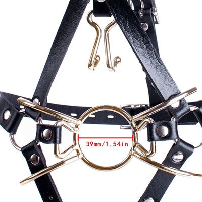 Metal Spider Ring Gag with Head Slave Harness Nose Hook Flirting Mouth Gags Sex