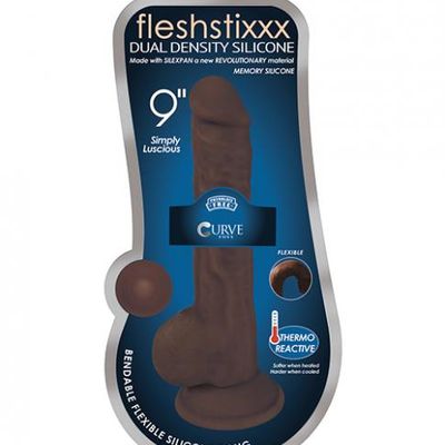Fleshstixxx 9in Silicone Dildo W/ Balls Chocolate