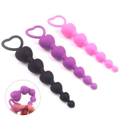 Silicone Anal Plug Beads Long Orgasm Vagina Clit Pull Ring Ball Butt Toys Adults Women Stimulator Sex Accessories