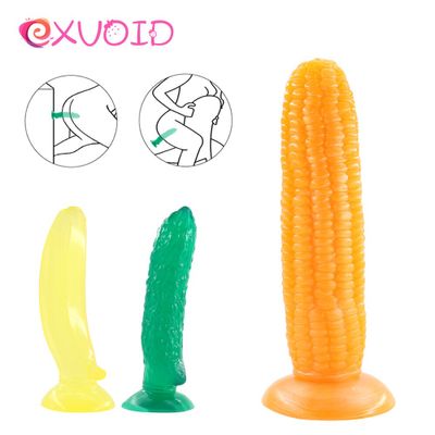 EXVOID Cucumber Corn Shape Sex Toys for Woman Suction Cup Realistic Dildo Silicone Banana Penis No Vibrator Artificial Cock