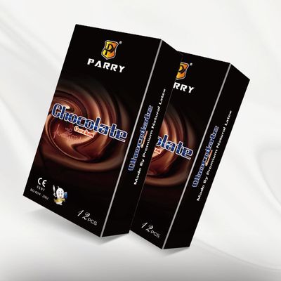 PARRY CONDOMS 12PCS Condom Super Lubricated Condom Chocolate Taste Male Skin-Friendly Large Amount Of Oil