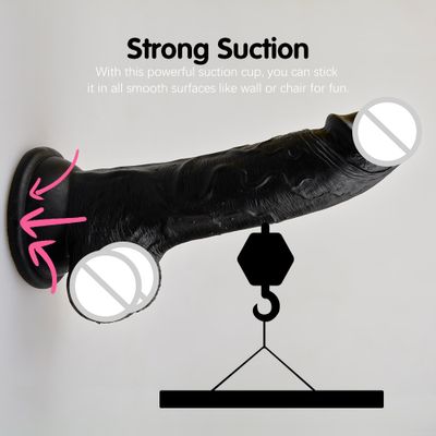 Liquid Silicone Black Dildo with Powerful Suction Cup Female Masturbator Real Skin Feeling Simulation Penis Sex Toy for Woman