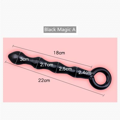 4 Style Black Pyrex Glass Butt Plug Crystal Bead Male Penis Anal Dildo with Double-headed Beads for Men Women Gay to Masturbate