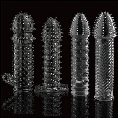 Reusable condom lube Textured Extender Sleeve screw thread Penis cover Cock Ring dildo sheath Condoms coque Sex Toys for Men