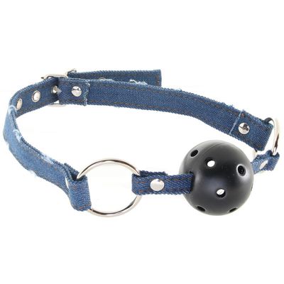 Ouch! Breathable Ball Gag with Denim Straps