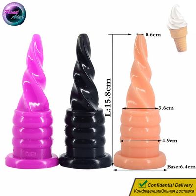 FAAK 16cm Ice-Cream PVC Anal Plug Butt Stopper Dildo Adult Analtoy Sex Toys for Women Lesbian Gay Vagina Prostate Masturbator