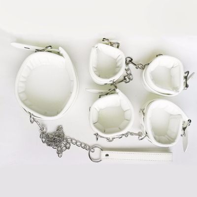 Thierry Luxury soft white Bondage Restraints handcuffs collar wrist ankle cuffs for Fetish erotic adult games couple Sex produc