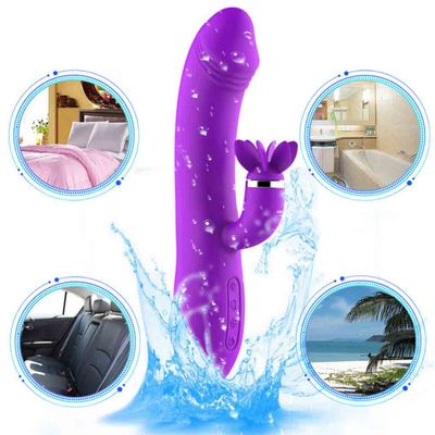 Multi-Speed Vibrator Heating Rotating Tongue Vibrating Massager Rabbit Design Vibrator Intelligent Heating Clitoris Stimulator