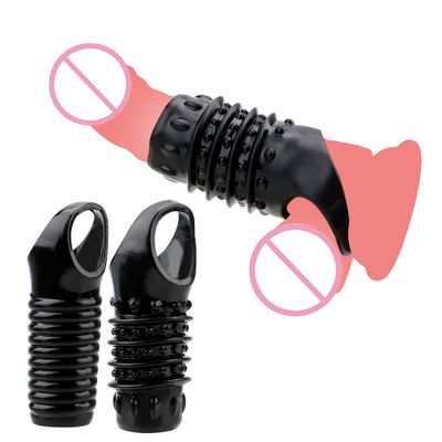 1/2 pcs Large Size Penis Extender Condoms Reusable Penis Sleeve Girth Impotence Dick Enlargement Sex Toys Cock Ring For Men