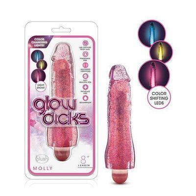 Blush Novelties - Glow Dicks Glitter Vibrator Molly 8" (Pink)