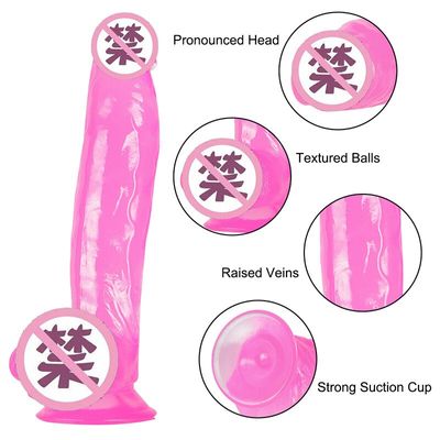 Crystal Pink Realistic Cock Masturbator Thick TPE Large Dildo Sex Toys for Women