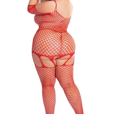 In My Head Red Net Bodystocking - OSXL