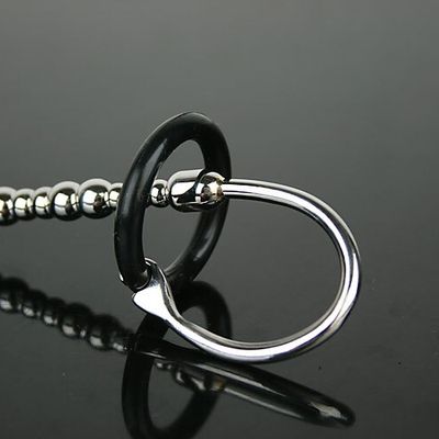 Latest Male Stainless Steel Urethral Sounding Stretching Stimulate Bead Dilator Penis Plug With Cock Ring BDSM Sex Toy 606