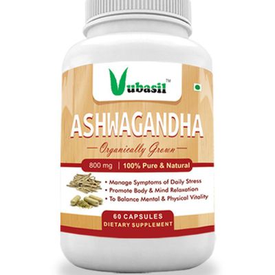 Pure Herbal 100% Organic Ashwagandha Root Extract (60 Capsules) for Anxiety Relief Stress Support Anti-Ageing Mood Enhancer Natural Supplement for General Wellness Gym and Fitness Fights Diabetes Boosts Immunity & Strength Natural Ayurvedic & Vegetarian