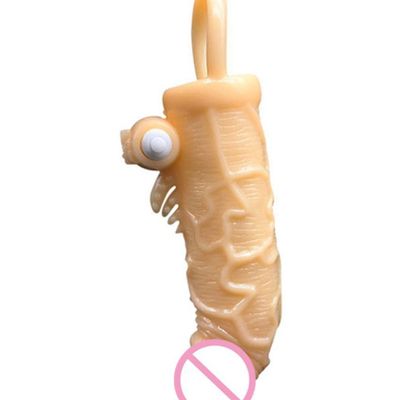 KAMAHOUSE Soft Silicone Penis Sleeve Male Extender Penis Cock Enlarger with Vibrator Delay Ejaculation Penis Sleeve