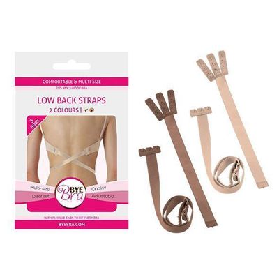 Bye Bra - Flexible Low Back Straps for 3-Hook Bra (Nude)