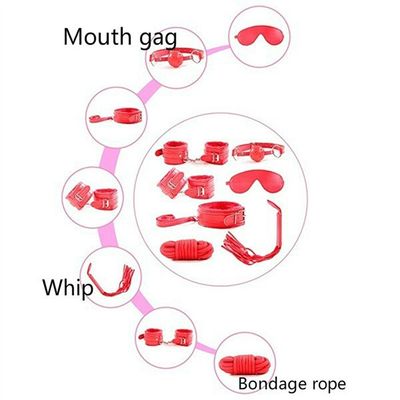 7 Pieces/Set Collar Furry Fuzzy Bed Bondage Gear Restraint Set Kit Ball Gag Cuff Whip Sexy 2019 Products Sex Toys For Lovers