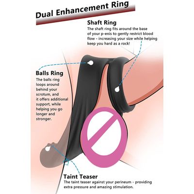 Silicone Dual Penis Ring Longer Harder Stronger Erection Enhancing and Orgasm Sex Toys for Men Cock Ring Delay Ejaculation