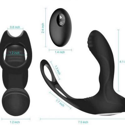 Sex goods for men and women black ring, back court pull bead dual purpose anal plug lock sperm ring adult toy