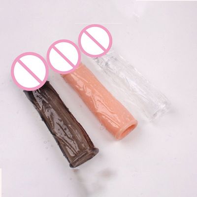Silicone Reusable Condoms Extend Soft Dick Ring Male Penis Extension Sleeves Sex Toys for Man