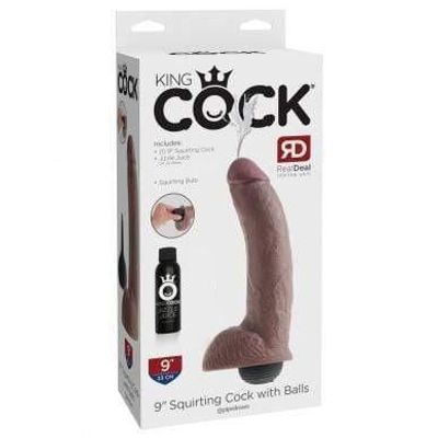 Pipedream - King Cock Squirting Cock with Balls 9" (Brown)