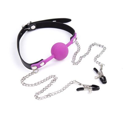 Manufacturer Sexy Domination Slave Supplies Magenta Breast Clip Gag One Strap on Bound Toys of Health Care Products