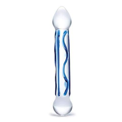Glas - Tip Textured Glass Dildo 6" (Clear)