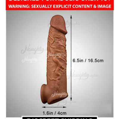 Get Wild Penis Cover For Bigger Penis Brown Sex Toy For Men And Couples By Naughty Nights + Free Kaamraj Lubricant