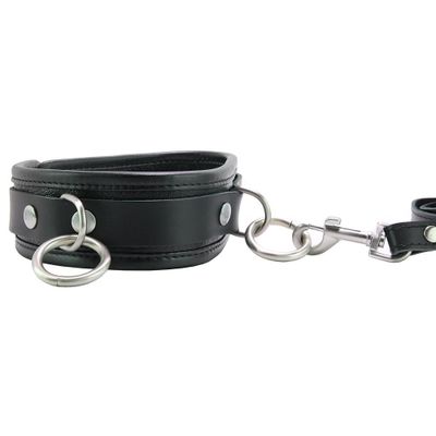 100% Leather 3 Ring Leash & Collar