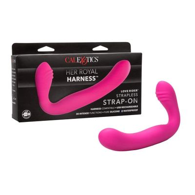 California Exotics - Her Royal Harness Rechargeable Love Rider Strapless Strap On (Pink)