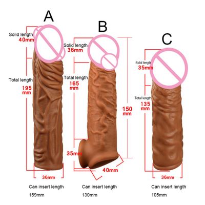 Liquid Silicone Penis Sleeve Extender Reusable Condoms Penis Enlargement Condoms Dildo Enhancer Sex Toys For Men With Retail Box