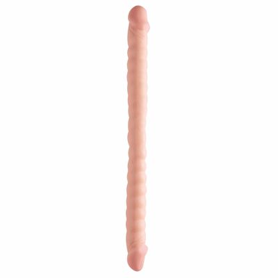 Pipedream - Basix Rubber Works Ribbed Double Dong 18" (Beige)