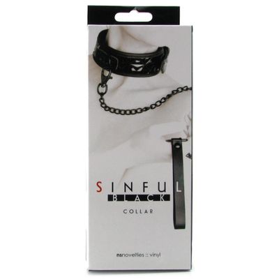 Sinful Collar with Leash - Black