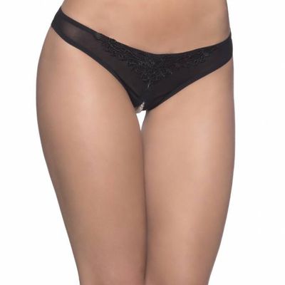 Pearl Crotchless Thong - Plus Size