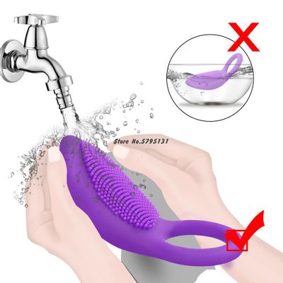 10 Speed Men's Vibrating Ring Sex Toys Nipple Clitoral Stimulator Vibration Tongue Brush Massager Sexual Health Products