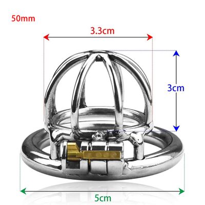 ANNGEOK Cock Cage Lockable Stainless Steel Penis Cock Ring Male Restraint Chastity Sex Toy with 3 Size Ring