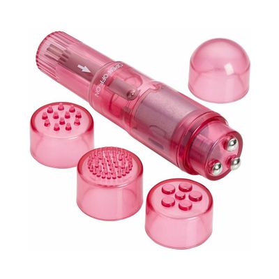 Cloud 9 Novelties Mini Massager Pocket Rocket Pink &#038; 4 Attachments