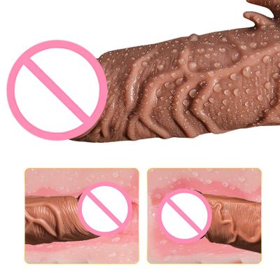 NEW Reusable Penis Sleeve Extender Realistic Penis Condom Silicone Extension Sex Toy for Men Cock Enlarger Condom Sheath Delay