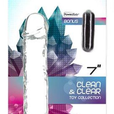 Addiction Crystal 7 Vertical Dong Clear Tpe W/ Bullet &#8220;