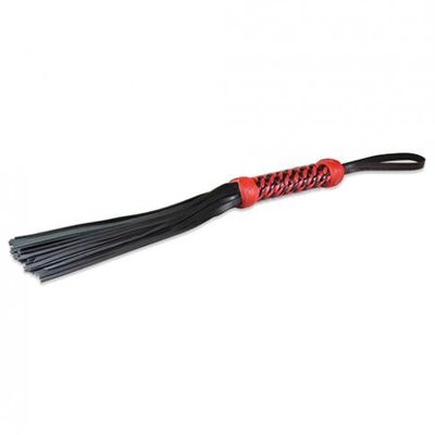 Sultra 16 inches Lambskin Twisted Grip Flogger Black, Red Woven Handle